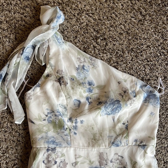 After Six Chiffon Draped One Shoulder Cocktail Weeding Guess Floral Maxi Size 12 - Picture 9 of 12